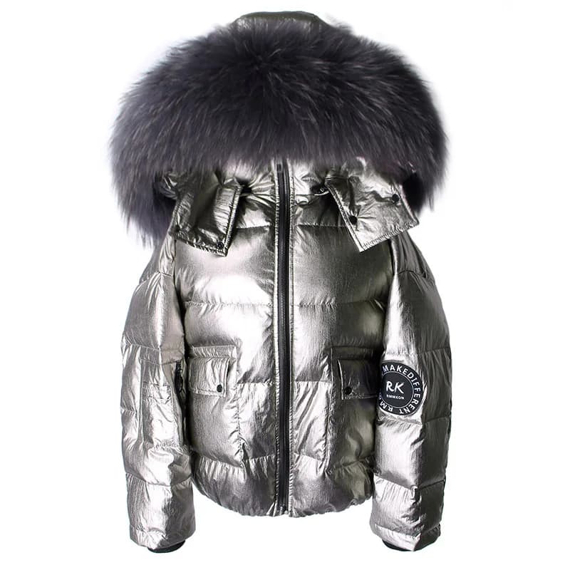 MAOMAOKONG Manteau d'hiver pour femme, épais et chaud, veste en duvet de canard à manches longues, coupe ample, avec poches, parka imperméable 2021, parka court pour femme