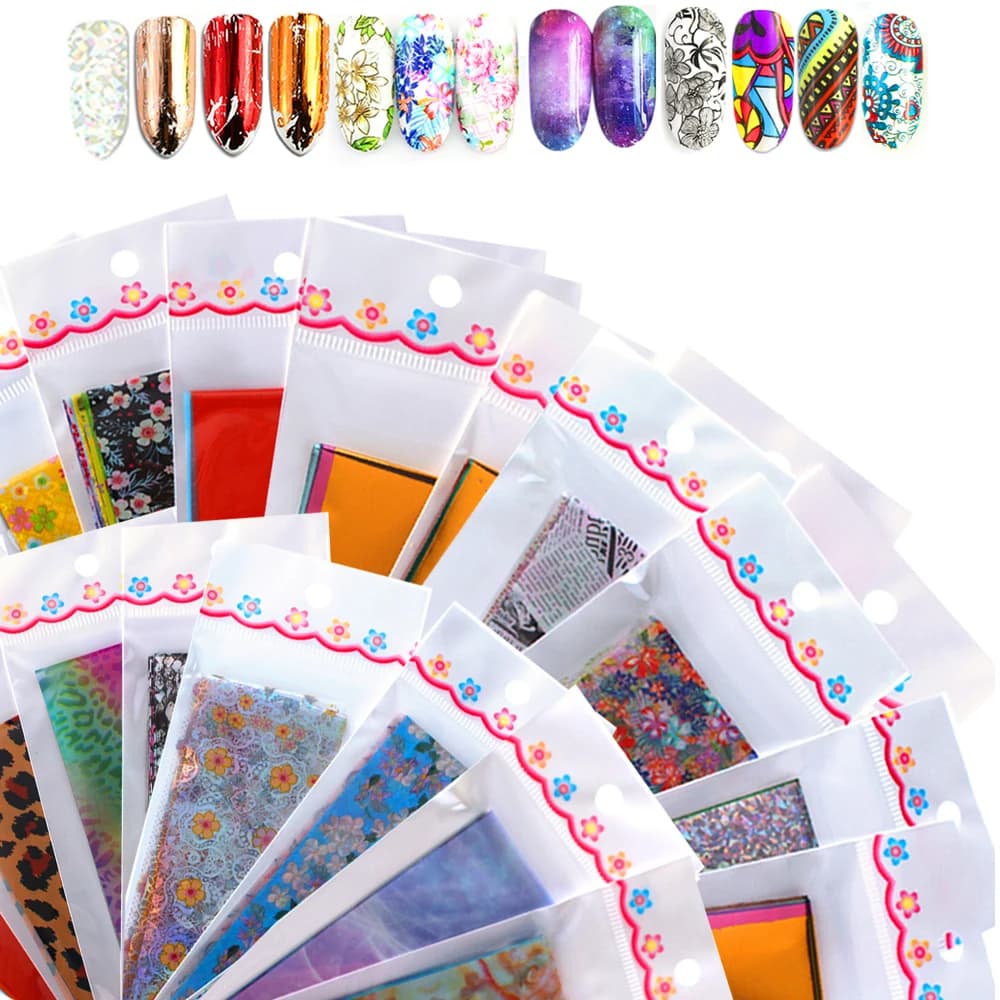Feuilles de transfert pour les ongles, autocollants de manucure, arc-en-ciel, 40 pièces