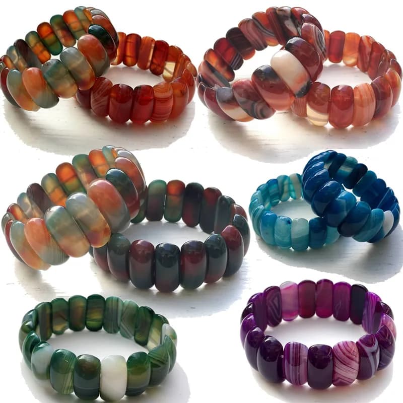 Bracelets en pierres précieuses d'agate naturelle véritable pour femme, perle rectangulaire en cristal pour femme, bracelet en onyx, 10x25mm