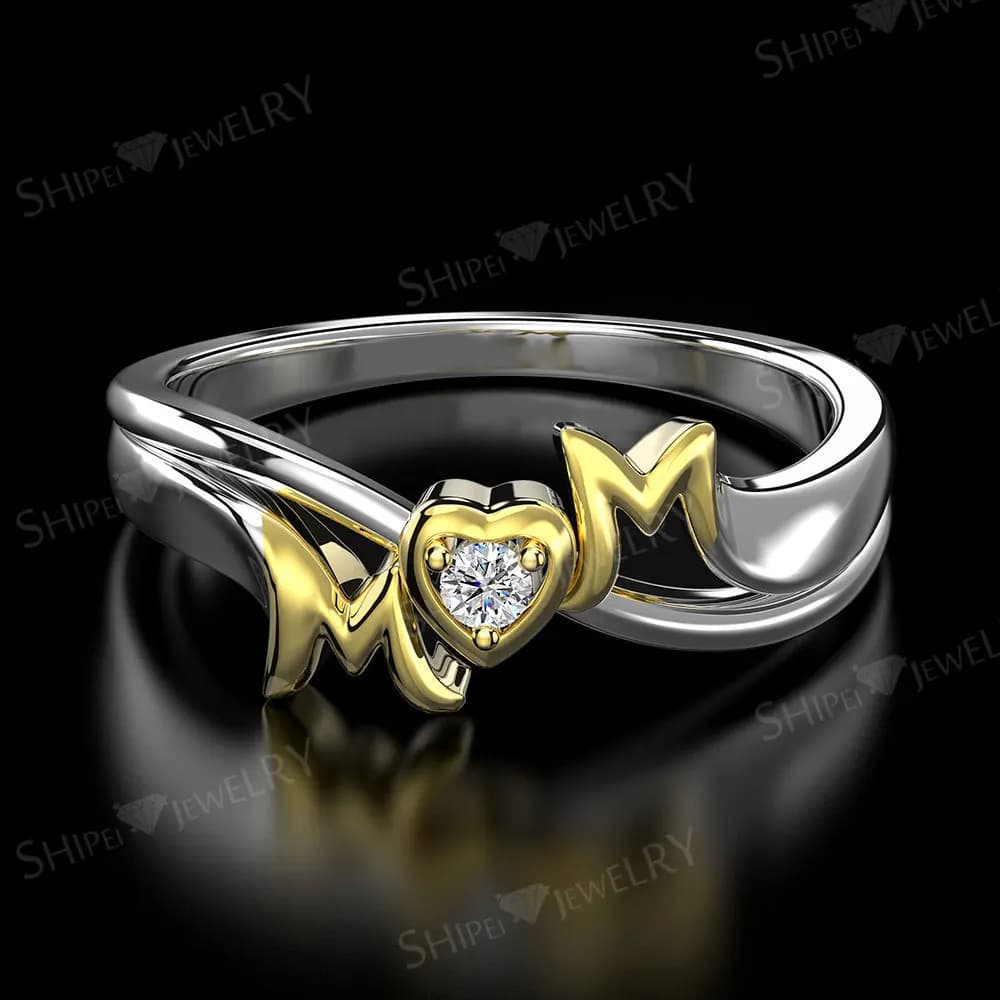 Bagues en or véritable 18 carats pour femmes, bagues de doigt pour mariage, fiançailles, bijoux de rencontre pour femme/maman, bagues en diamant à la mode