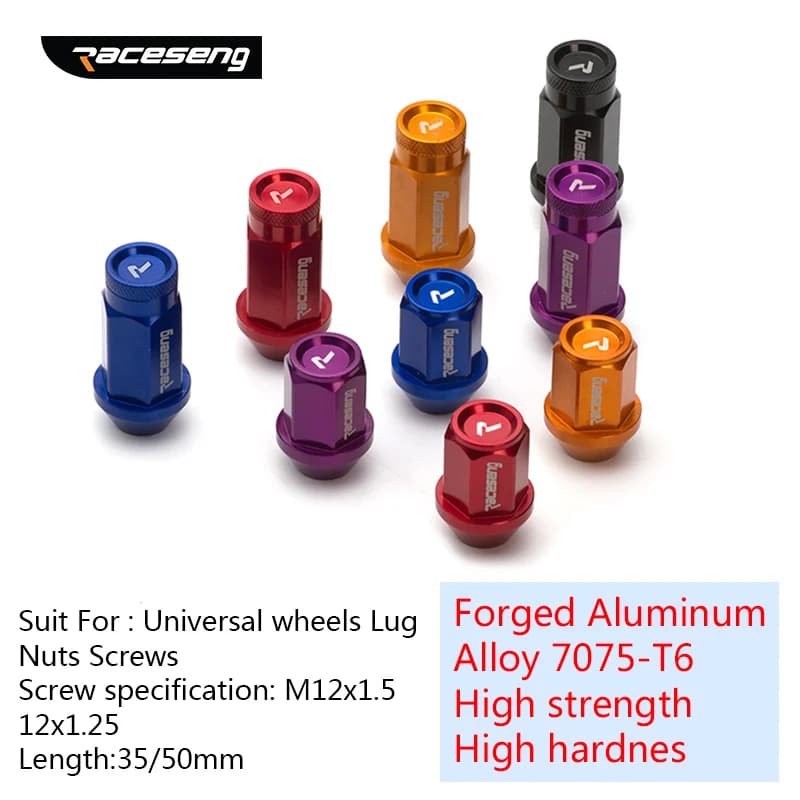 Écrous de roue universels en alliage d'aluminium forgé, 20 pièces, 7075-T6, pour voiture m12x1, 5 12x1.25 30/50mm