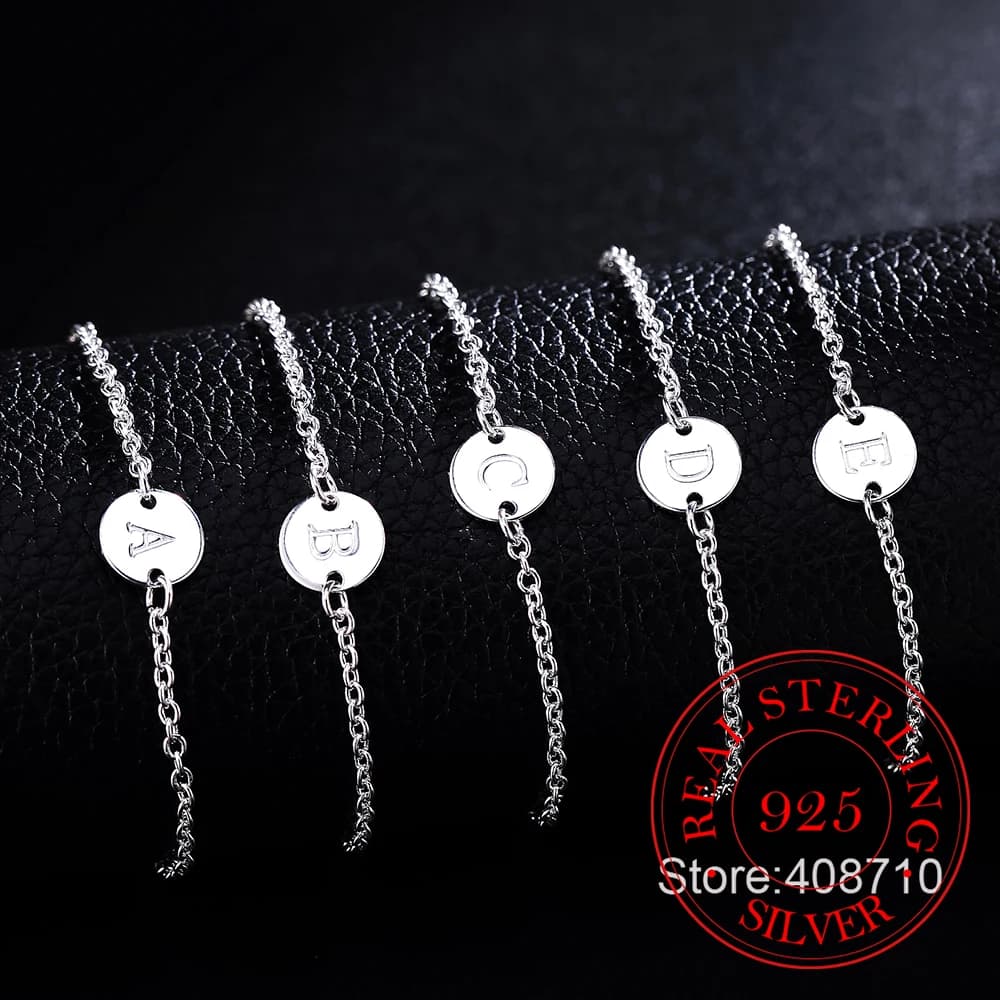 Bracelet en argent regardé 925 avec initiale, 26 lettres de l'alphabet, monogramme en or, nom en cristal CZ, bijoux à la mode, 2023