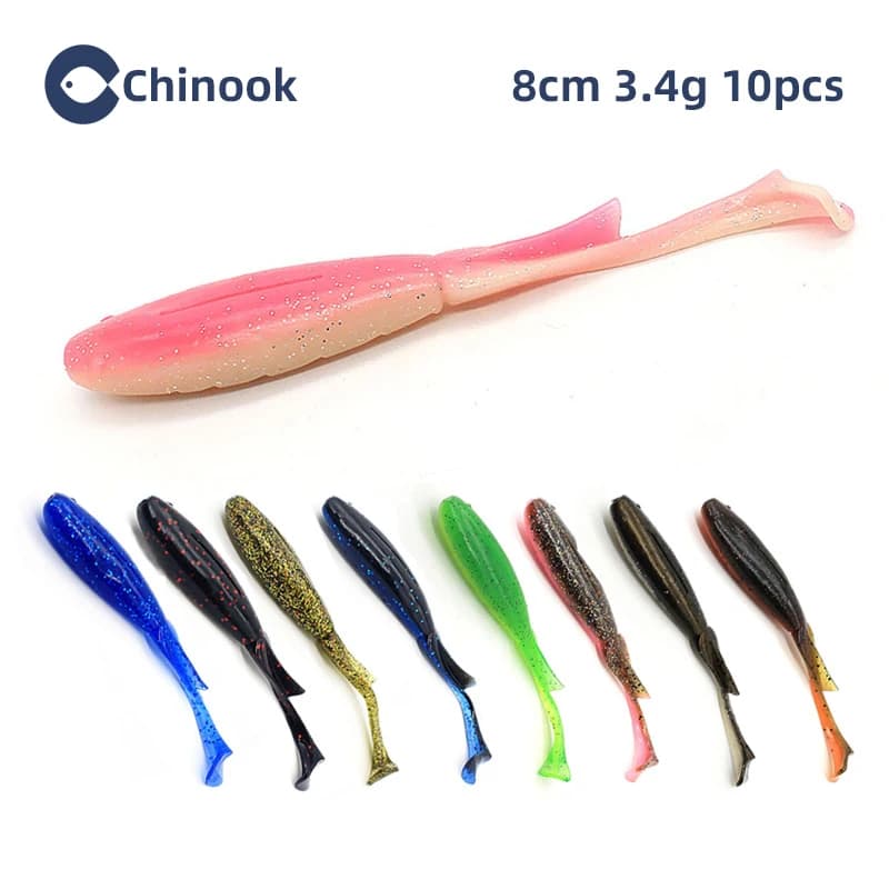 Chinook-Leurre souple en silicone pour la pêche au ver, appât Él, Wobblers, 80mm, 120mm, 10 pièces, 5 pièces