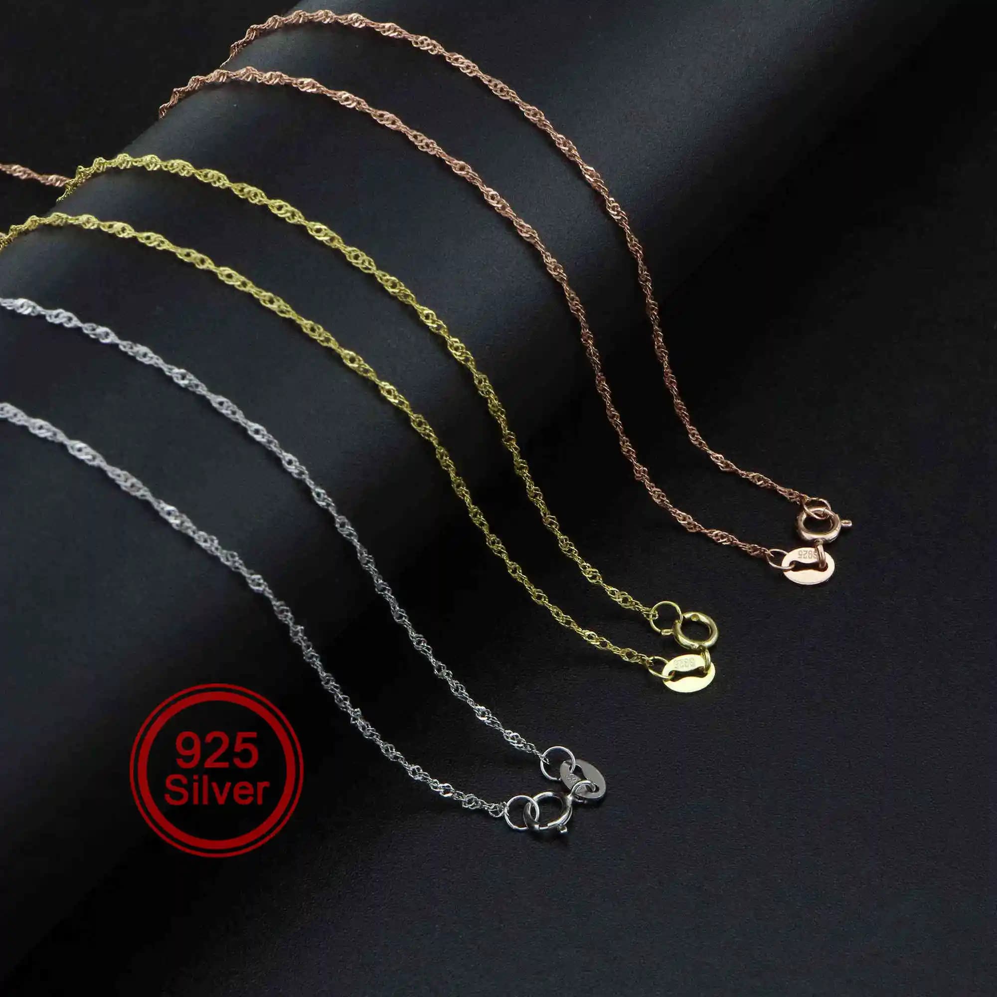 Collier Torsadé en Argent Sterling 1.9 Plaqué Or Rose, Optique 16-22, 925mm, 1 Pièce, DIY, 1320009