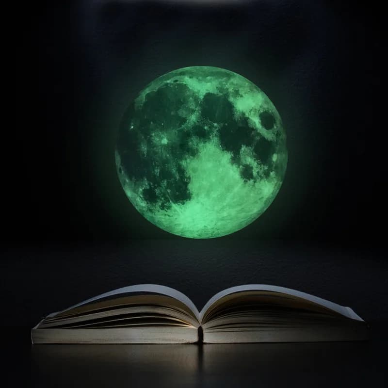 Autocollants muraux 3D en forme de lune lumineuse de 30cm, pour chambre d'enfant, décoration de chambre à coucher, salon, autocollants pour la maison, papier peint qui brille dans la nuit