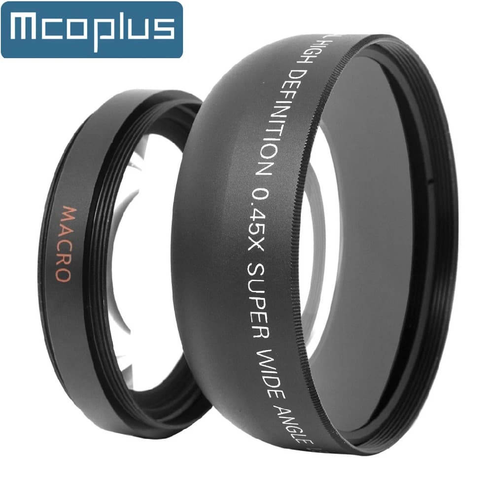 Objectif grand angle 0,45x et objectif macro Mcoplus 49 mm, 52 mm, 58 mm pour appareils photo Canon, Nikon, Sony et Fujifilm.