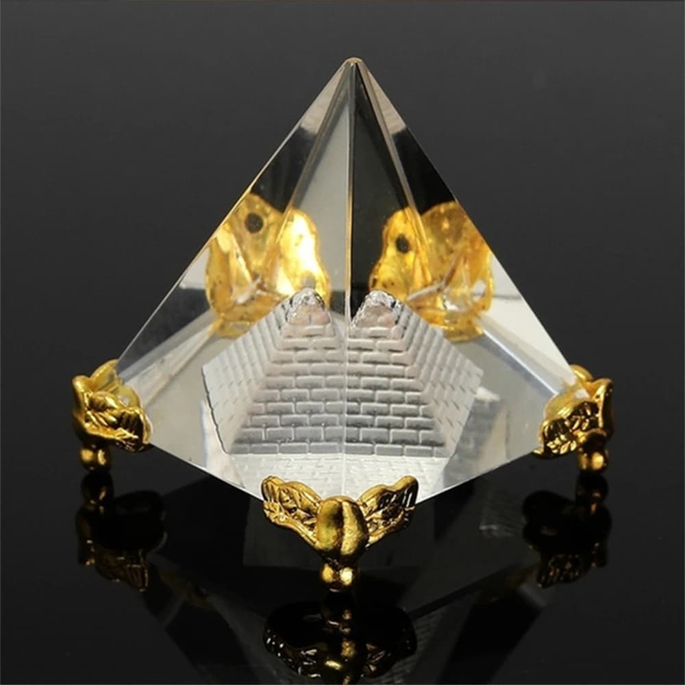 Petit Feng Shui de guérison énergétique, pyramide transparente en cristal égyptien, prisme de guérison Reiki, amulette, ornements, décoration de bureau, cadeau