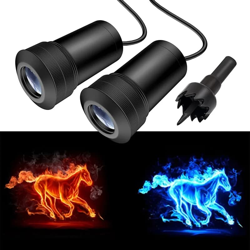 AEING 2 pièces, projecteur de logo de porte de voiture à LED, logo de cheval blanc/bleu/rouge, éclairage d'ambiance avec logo et ombre, éclairage d'accueil pour voitures, camions et fourgonnettes
