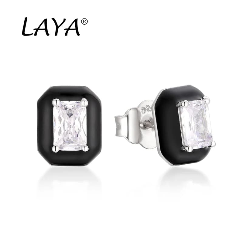 Boucles d'oreilles à tige en argent regardé 925 pour femmes, cristal synthétique, émail blanc, haute qualité, bijoux de fête, simplicité, mode