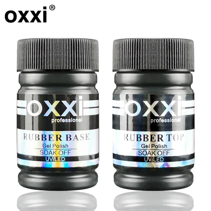OXXI 30ml Base et Top Coat Semi-permanents pour Vernis Gel, Vernis à Ongles Hybride, Top Coat Caoutchouc UV LED, Base Coat Y, Gellac