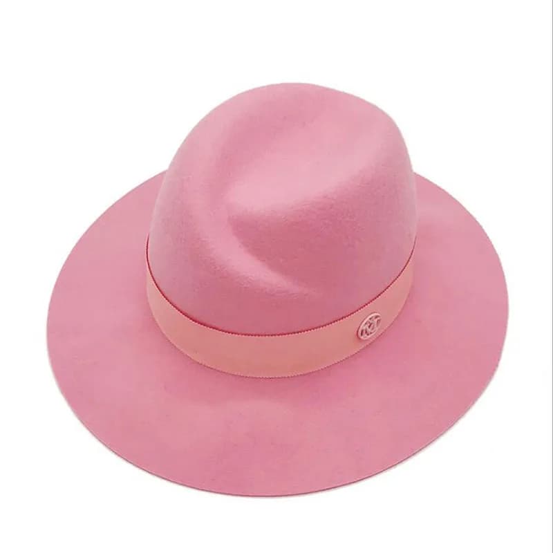 2026 100% laine chapeau rose Fedora chapeaux pour femmes feutre chapeaux populaires femmes chapeaux de haute qualité cool beau beau chapeau de laine pour 2024