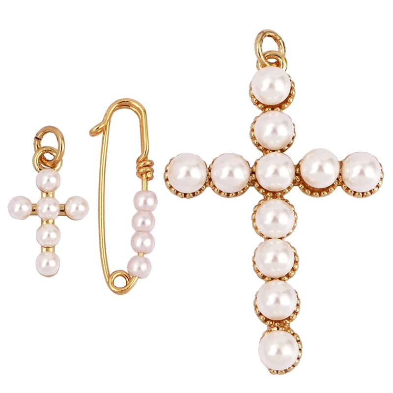 Épingle de sûreté croix perle pendentif à breloque pour collier Bracelet boucle d'oreille fixation fabrication artisanale été noël bijoux résultats L36