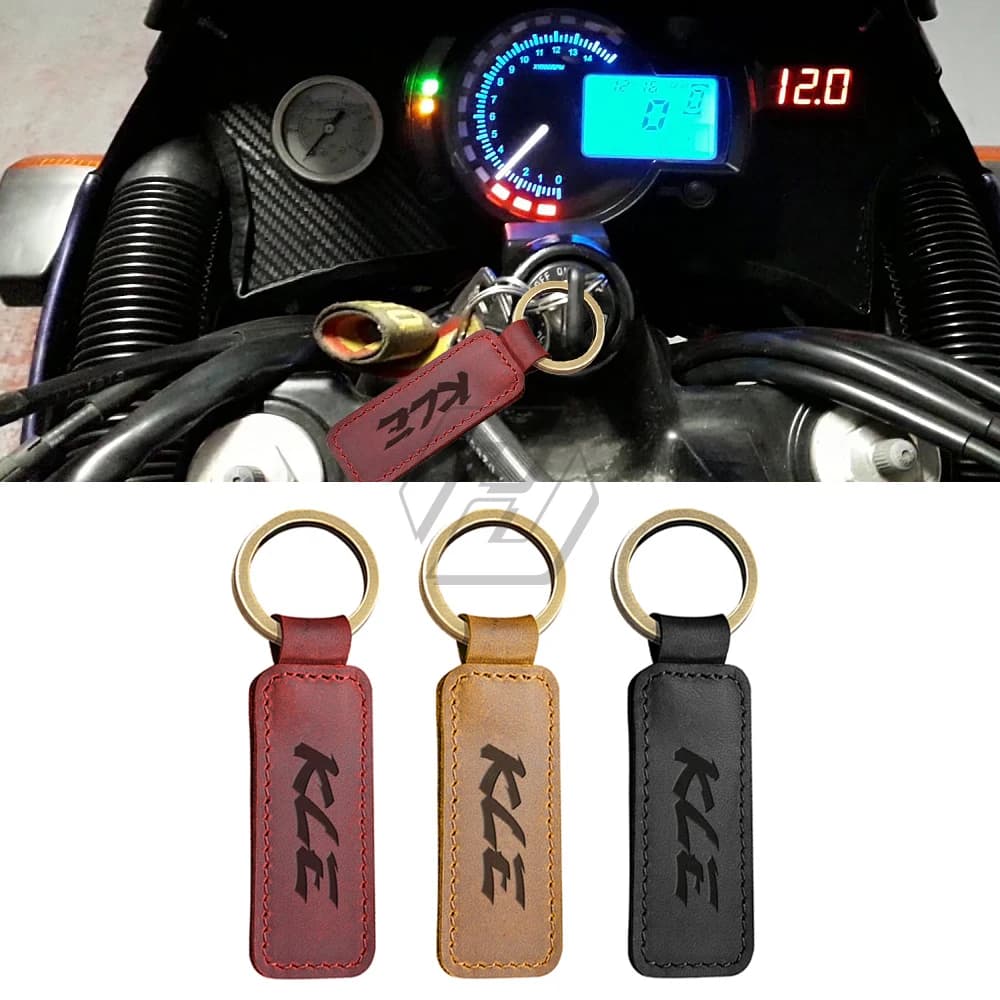 Porte-clés en peau de vache pour moto Kawasaki KLE, porte-clés, 250, 650, 500