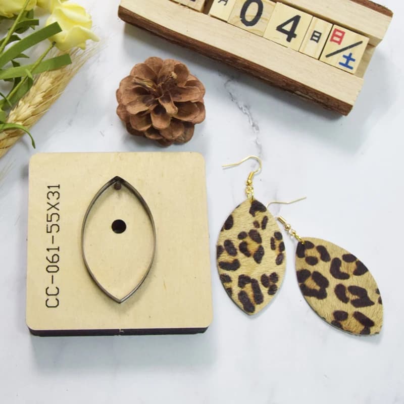 Moule laser adapté aux machines de découpe courantes, découpé en bois, boucle d'oreille en cuir artisanal, bricolage