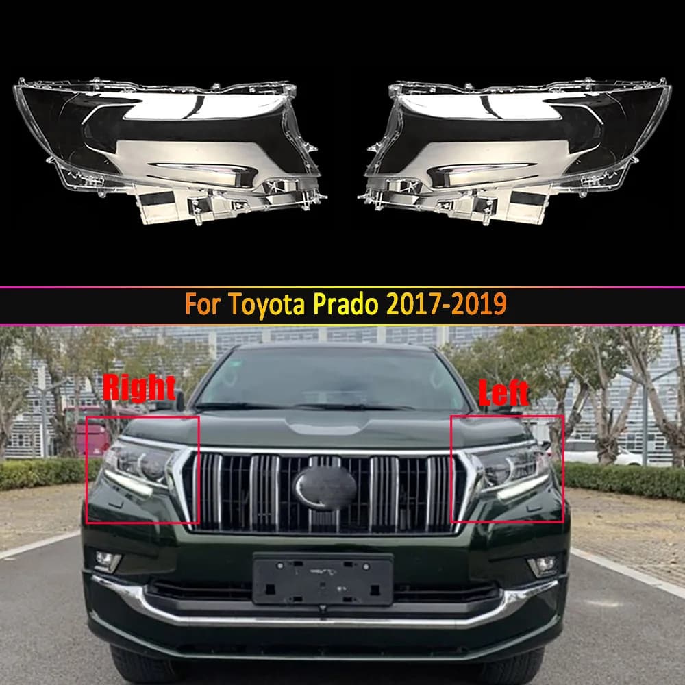 Lentille de phare de voiture pour Toyota Prado 2017 2018 2019, couvercle de phare de voiture de remplacement, coque avant transparente pour automobile