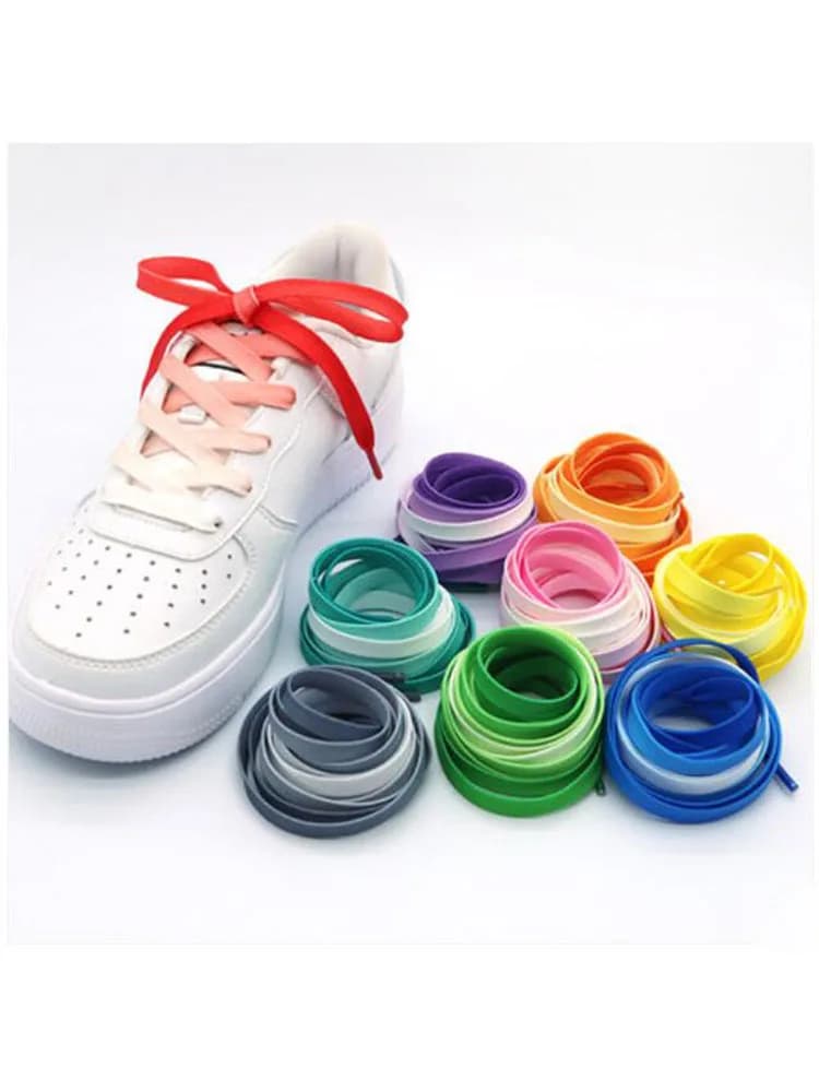 Lacets de Chaussures Plats Dégradés Colorés pour Femme et Homme, Tissu Lumineux, Toile de Loisirs, ix, Bonbons, Mode, 1 Paire