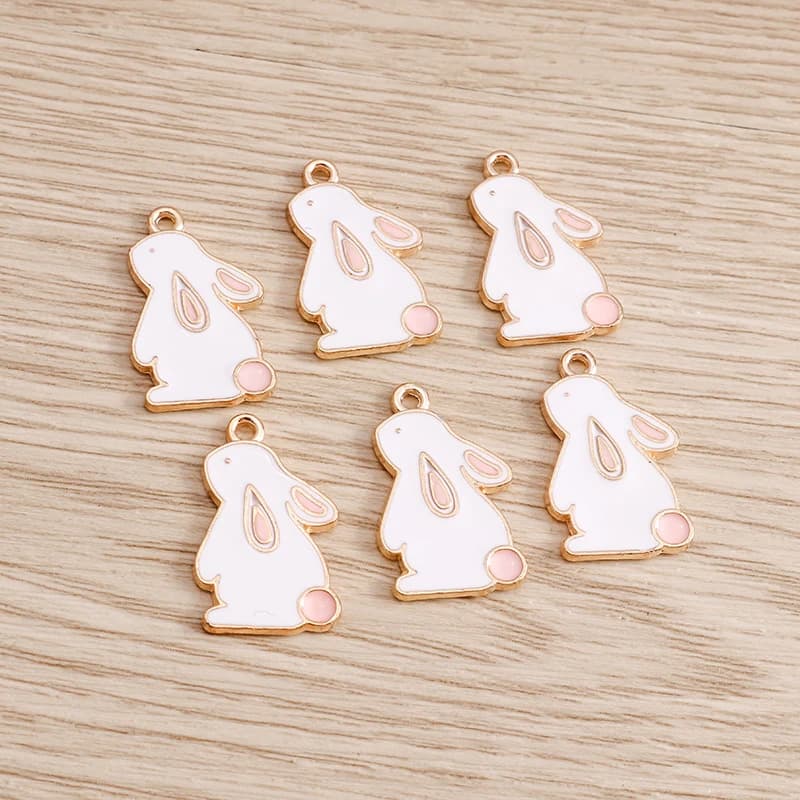 Breloques lapin en émail 16x21mm, 10 pièces, pour la fabrication de bijoux, breloques en alliage, pendentifs, colliers, boucles d'oreilles, accessoires, artisanat fait à la main