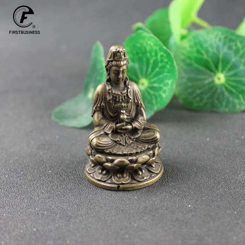 Statue de Bouddha Guanyin Bodhisattva en Bronze Antique, Petits Bouddhas en Cuivre, Mini Figurine Auckland, Décoration Artisanale pour la Maison, Nouveau Style