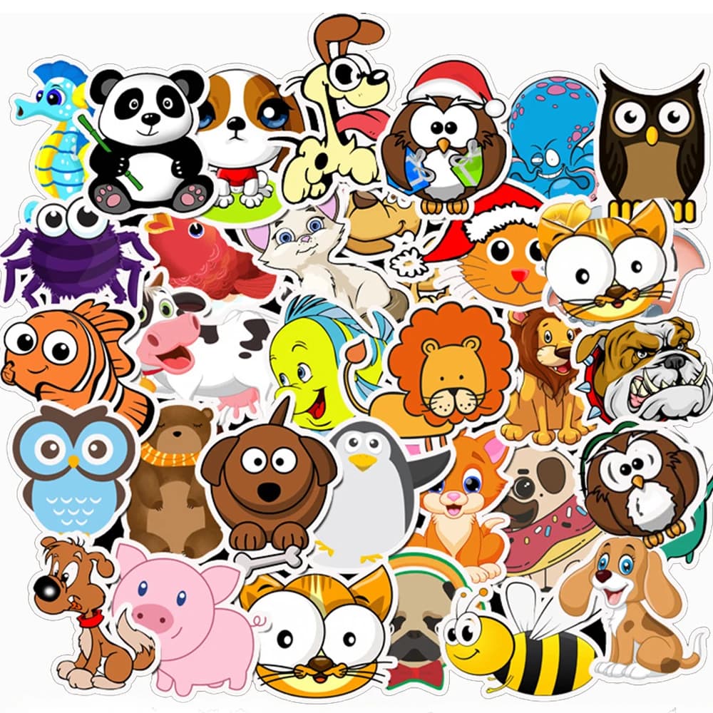 10/30/50 PIÈCES Dessin Animé Animaux Autocollants Ordinateur Portable Guitare Bagages Réfrigérateur Téléphone Vélo Étanche Graffiti Autocollant Autocollant Enfant Jouets Classiques