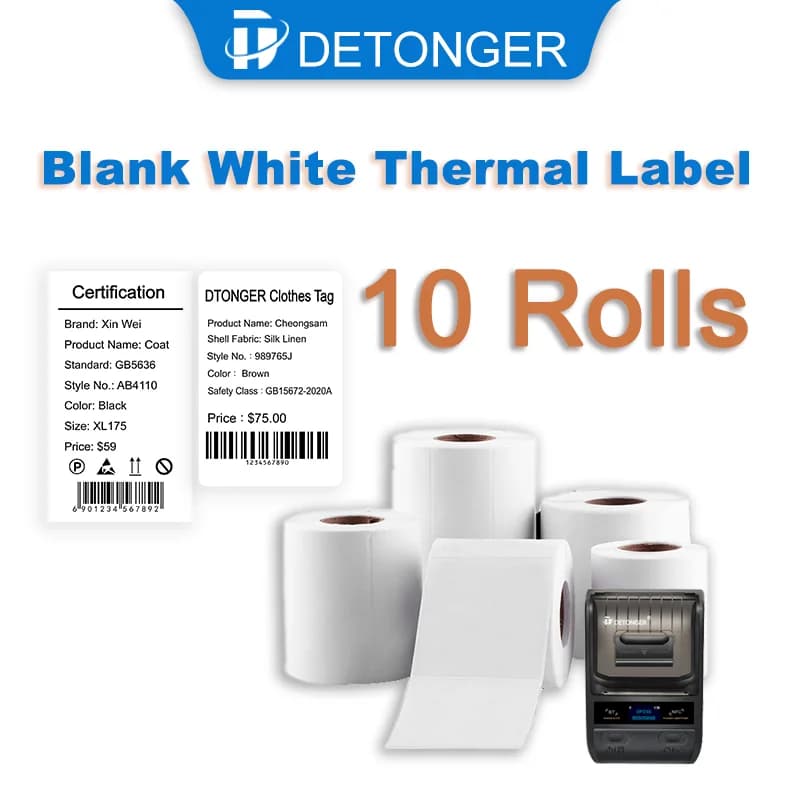 DEONTGER – étiquettes synthétiques blanches thermiques, 10 rouleaux de papier adhésif pour P1/DP23/DP30, anti-rayures, imperméable, résistant aux déchirures