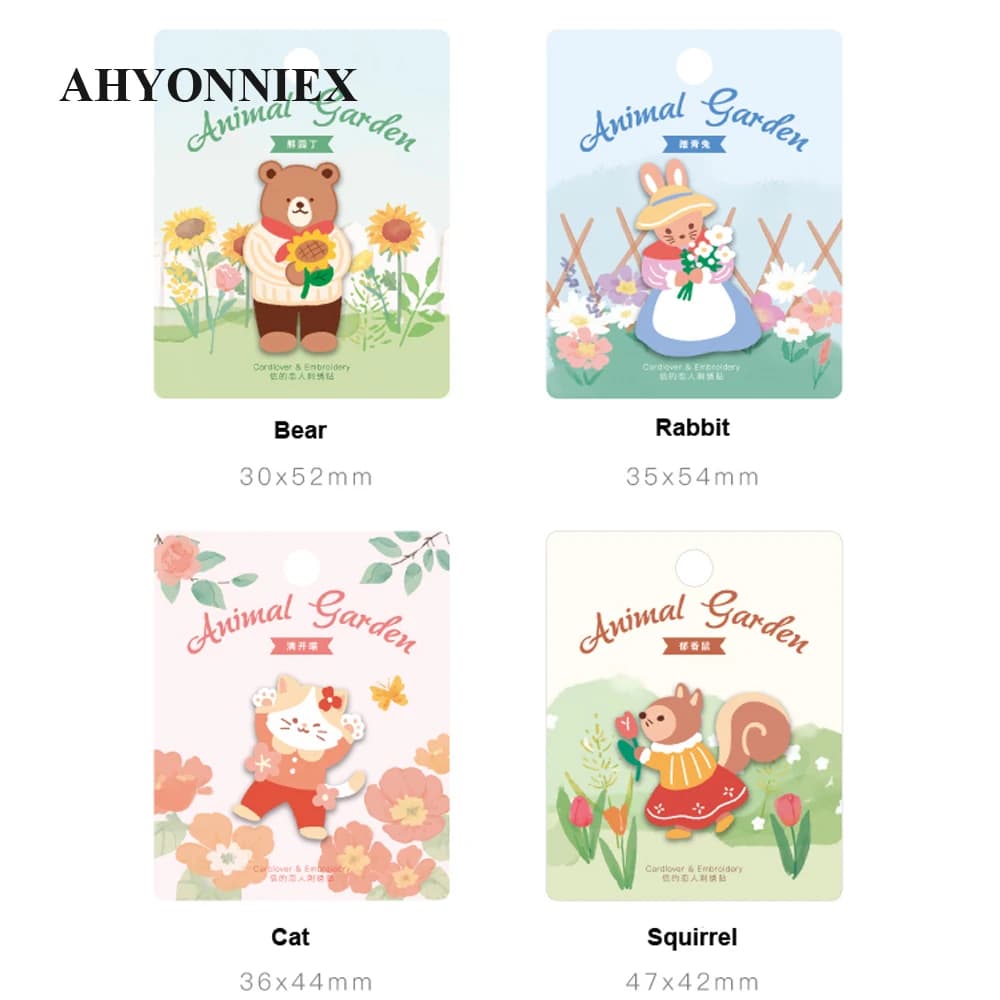 AHYONNIEX-Patchs de Broderie pour Fille, Lapin, Chat, Ours, SLaura, Sac, Jeans, à Repasser, pour Vêtements, 1 Pièce