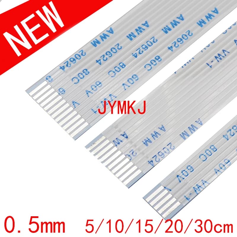 Câble plat flexible AWM 20624 80C 60V VW-1 FFC FPC 0,5MM 4 5 6 8 10 12 14 16 18 20 22 24 26 28 30 32 34 36 38 40 45 50 54 60 broches