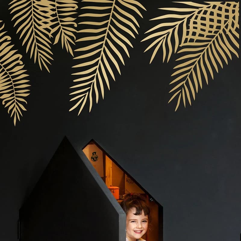 Grand autocollant mural feuille de palmier Tropical, 6 pièces, pour salle de jeux, pépinière de bébé, Monstera, feuilles de palmier, cadeau, décoration de maison