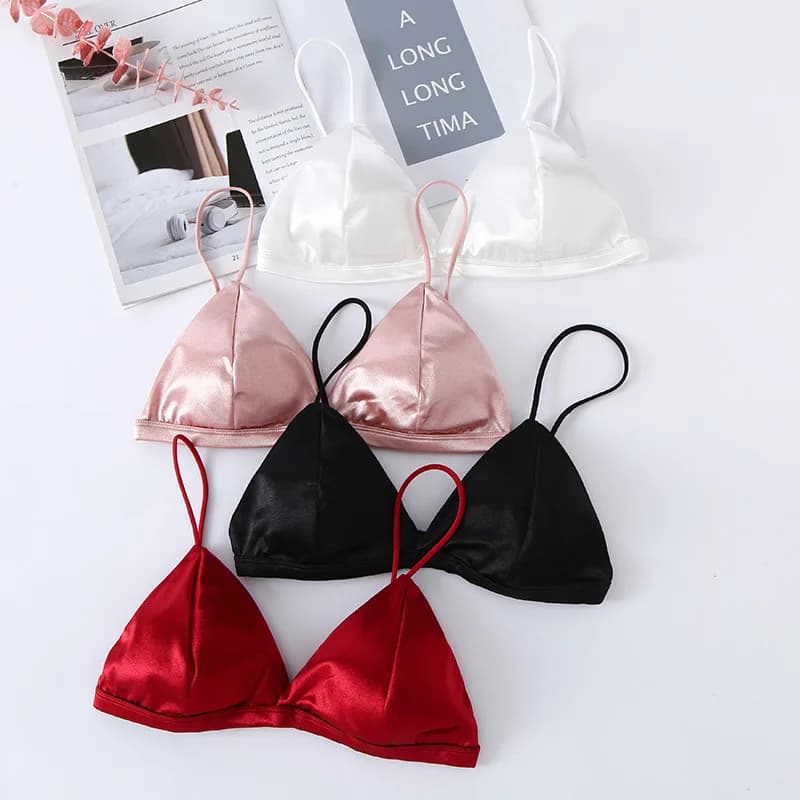 Soutien-gorge de style français pour femmes, enveloppé de poitrine, sangle initiée réglable, simple structure, satin sexy, bustier tubulaire, sous-vêtements, lingerie