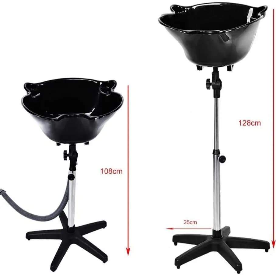 Évier à shampoing portable avec vidange, ark de salon, support de tuyau en acier inoxydable réglable, bol de lavage à contre-courant pour cheveux, recommandé pour les salons de coiffure