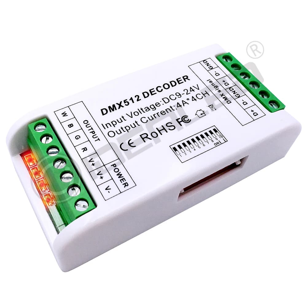 Contrôleur GIDEALED DMX512, 3 canaux / 4 canaux, décodeur RGB RGBW, variateur de lumière LED, utilisé pour contrôler les bandes LED DC12V-24V