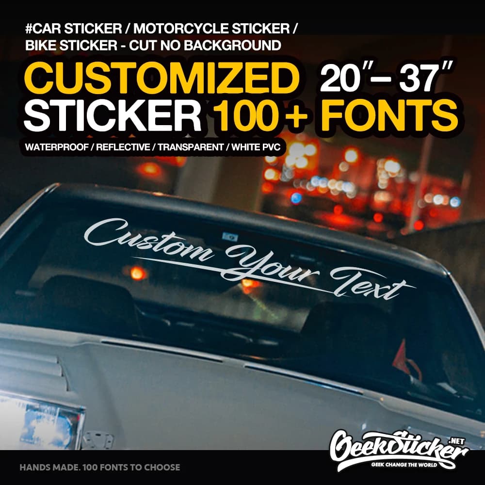 Autocollant personnalisé avec plus de 100 polices d'écriture, texte personnalisé, nom, slogan, nom de l'entreprise, numéro pour voiture, moto, vélo, bateau, vitrine de magasin, imperméable