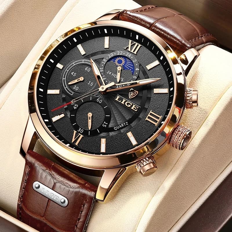 2025 nouvelles montres pour hommes LIGE Top marque de luxe en cuir montre à quartz décontractée hommes Sport étanche horloge montre Relogio Masculino + boîte