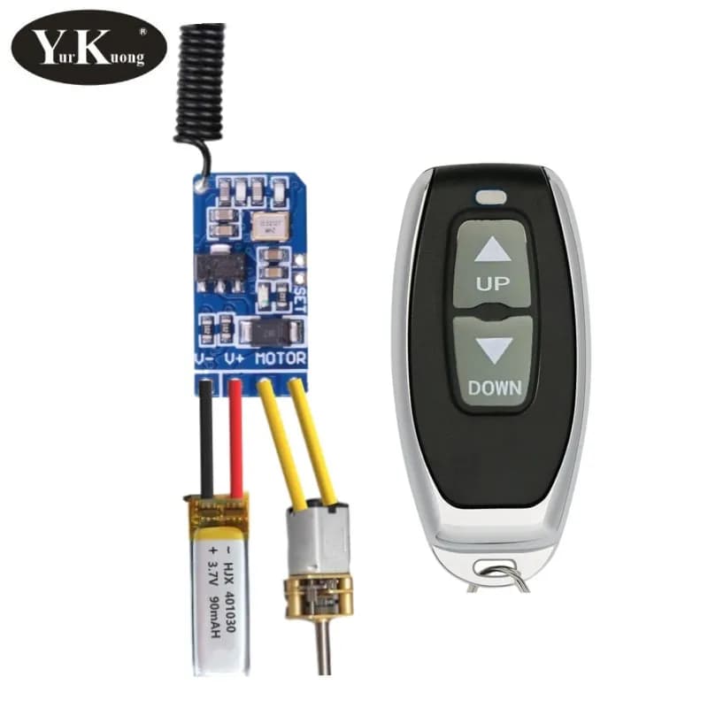 Mini-moteur 3,7 V avec interrupteurs de télécommande 5 V 7,4 V 9 V, moteur miniature marche avant, marche arrière, arrêt, positif/négatif, module de direction pour moteur de treuil