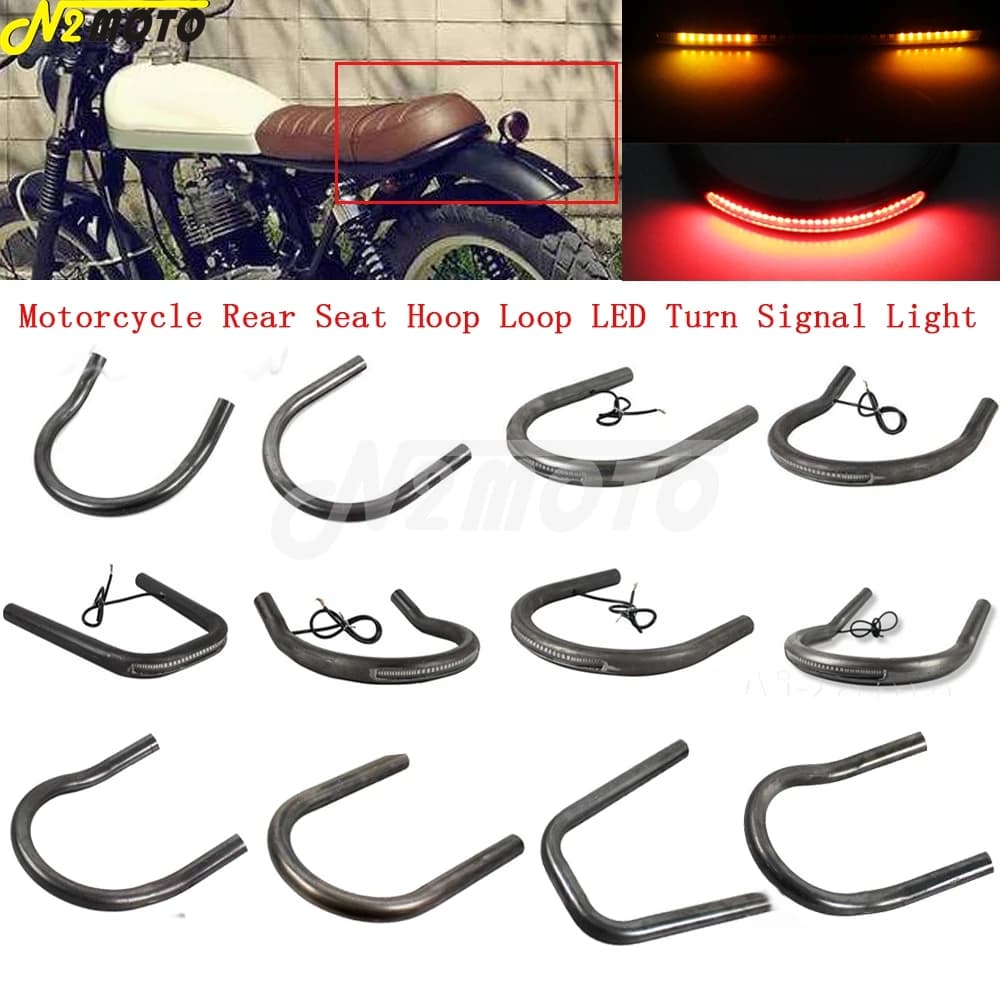 Boucle de cadre de broucroisement de cerceau de siège arrière, traqueur plat balayé vers le haut, clignotant LED, 7/8 ", 1", compatible avec Suzuki GS BMW 73Inboulon Bobber