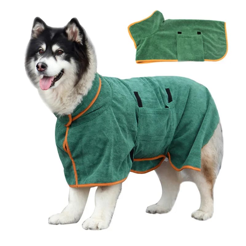 Peignoir pour chien, Super absorbant et à séchage rapide, serviette de bain pour animaux de compagnie, doux et chaud, chiot, manteau de séchage réglable, poitrine