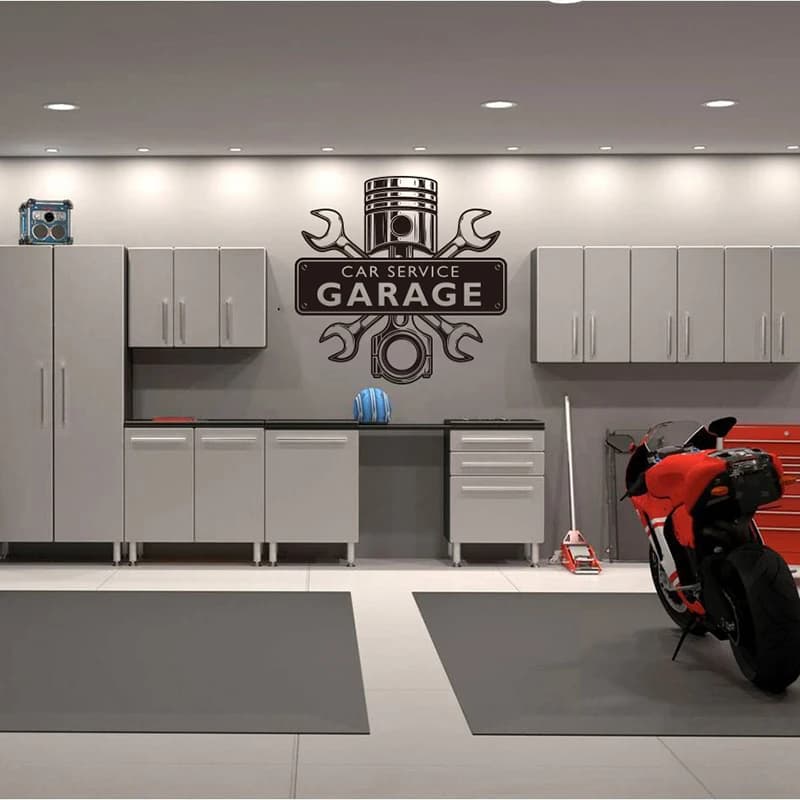 Grand autocollant mural de Garage de Service de voiture, réparation automobile, Piston de véhicule, Garage, grange, décalcomanie murale, décor en vinyle de magasin
