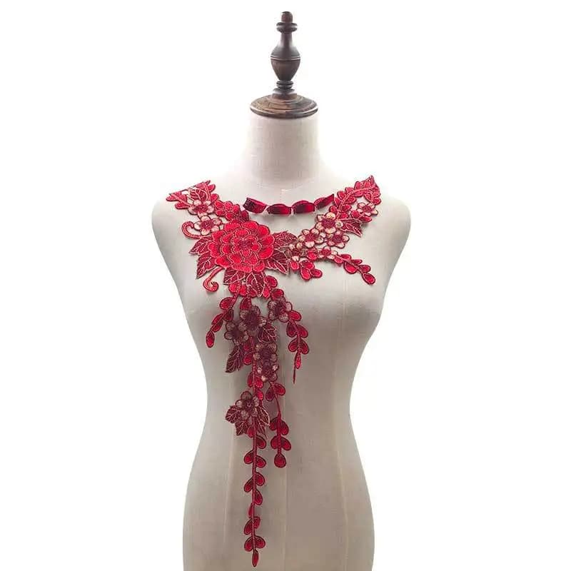 Collier brodé en dentelle soluble dans l'eau, fleur décorative pour col, accessoires de dentelle DIY, décoration de vêtements