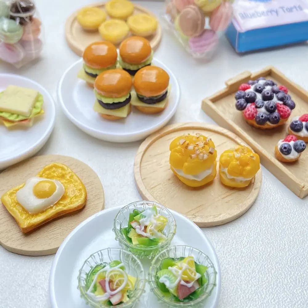Mini Hamburger Miniature 1:12, Mini salade de fruits, faire semblant de nourriture pour Blyth OB11 BJD, maison de poupée, cuisine, jouets, accessoires