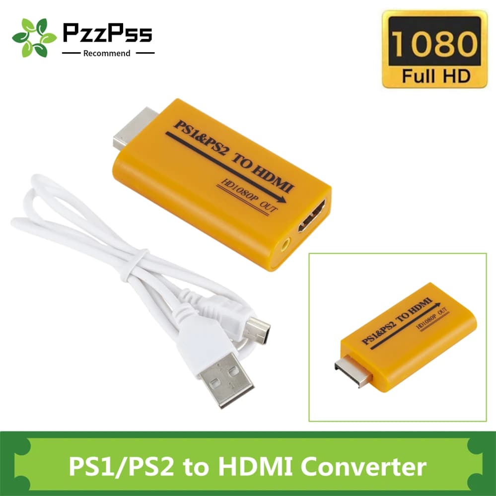 PzzPss pour PS1/PS2 vers HDMI adaptateur convertisseur jusqu'à 1080P sortie pour moniteur projecteur convertir vidéo/Audio jeu Plug and Play