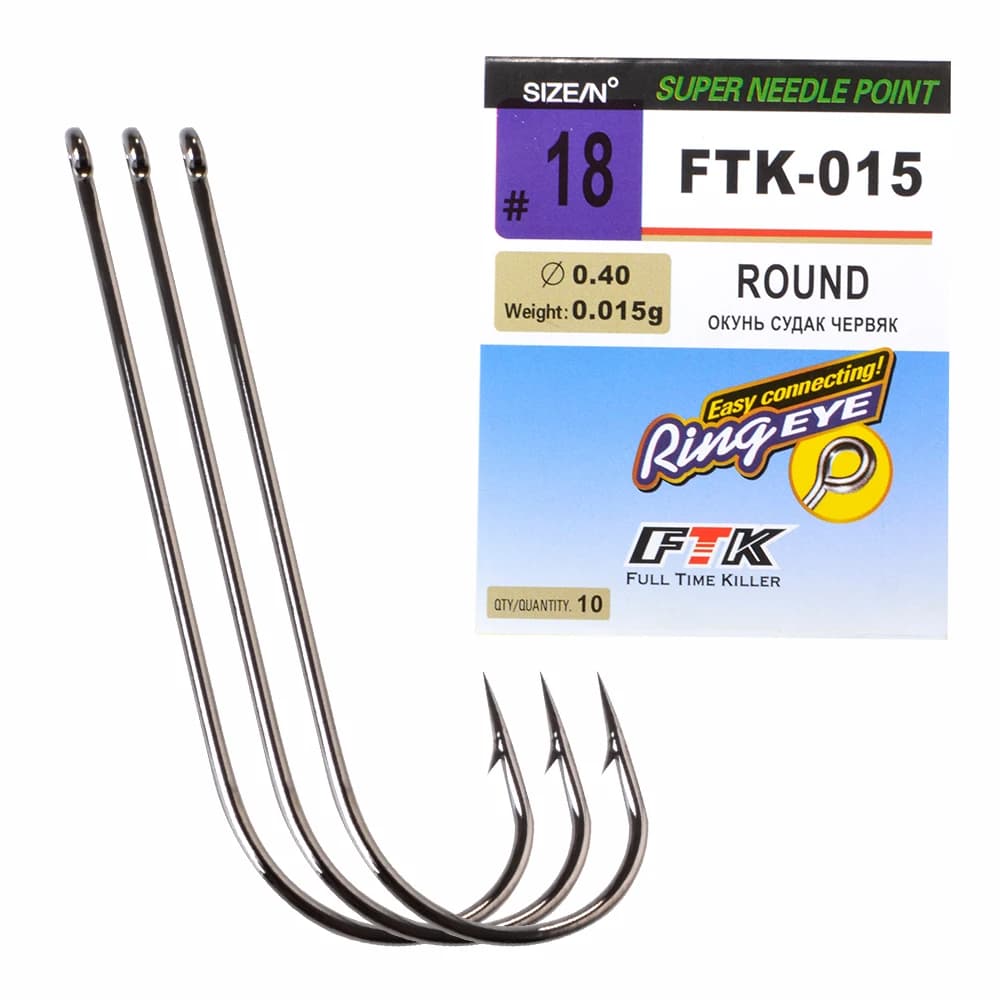 FTK – hameçon de pêche à tige longue, en acier à haute teneur en carbone, avec anneaux chromés noirs, hameçon barbelé tranchant pour accessoires de pêche