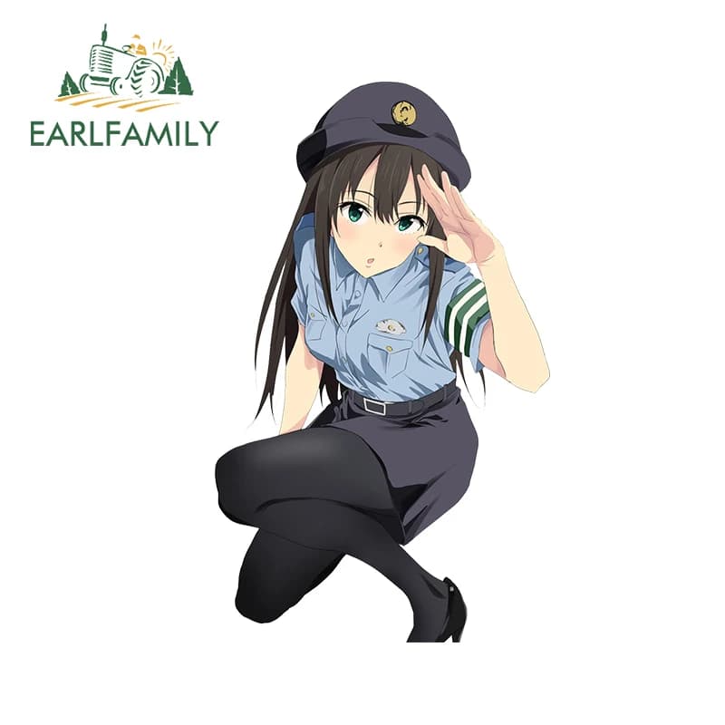 EARLFAMILY – autocollants de voiture en vinyle, 13cm x 7.8cm, pour fille de Police, camping-Car, pour fenêtre, dessin animé, camion étanche, anti-rayures