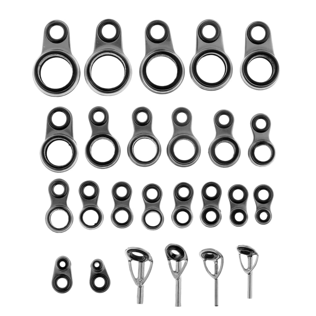 Anneaux de guides de pêche en acier inoxydable, anneaux de ligne, pôle, kit de réparation, bricolage, taille mixte, accessoires, 25 pièces