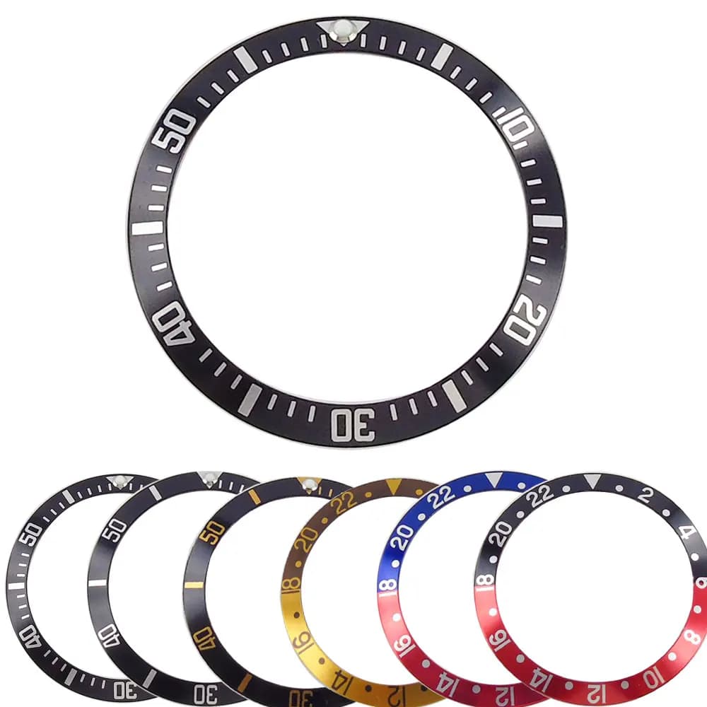 Anneau d'insertion de lunette incliné en alliage d'aluminium, 38mm x 30.6mm, pièces de montre-bracelet, accessoires de remplacement adaptés à la montre-bracelet de Style SUB