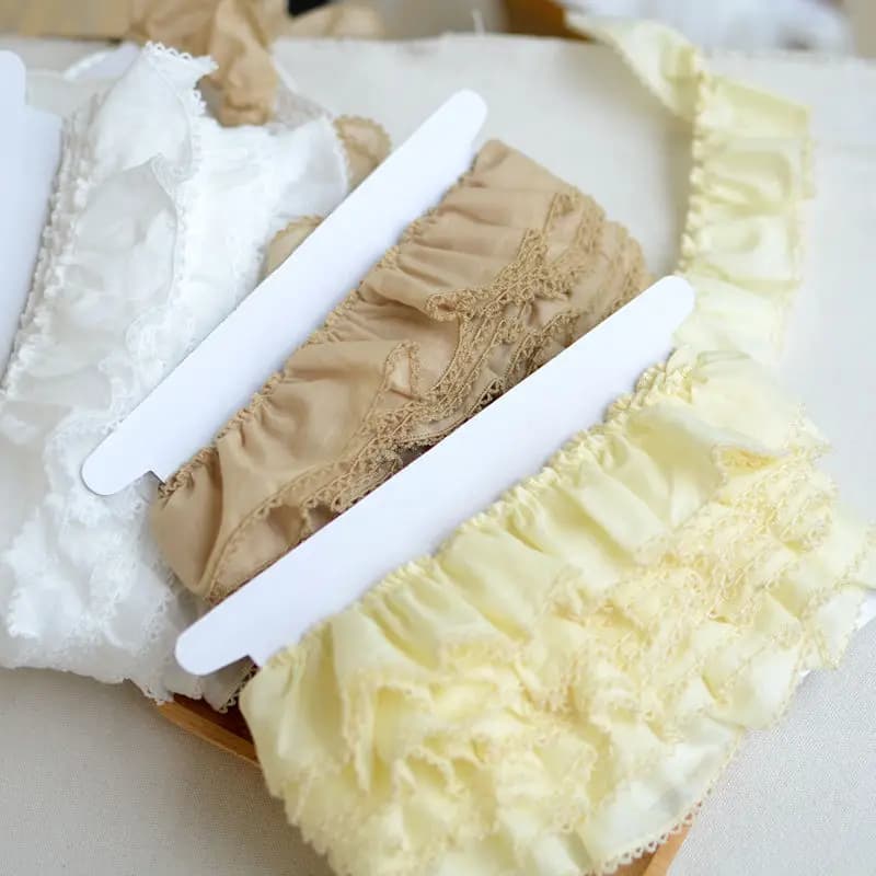 Garniture de dentelle de gril de coton à volants, artisanat de bricolage, accessoires de couture de costume, jaune et blanc, tissu de dentelle de coton, largeur de 4.8cm, 1m
