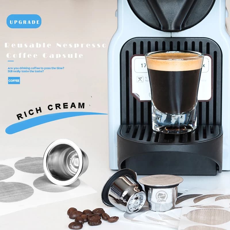 ICafilas-Capsules de café réutilisables en acier inoxydable, capsules de café avec joints en aluminium jetables, corps de tasse, facile à nettoyer