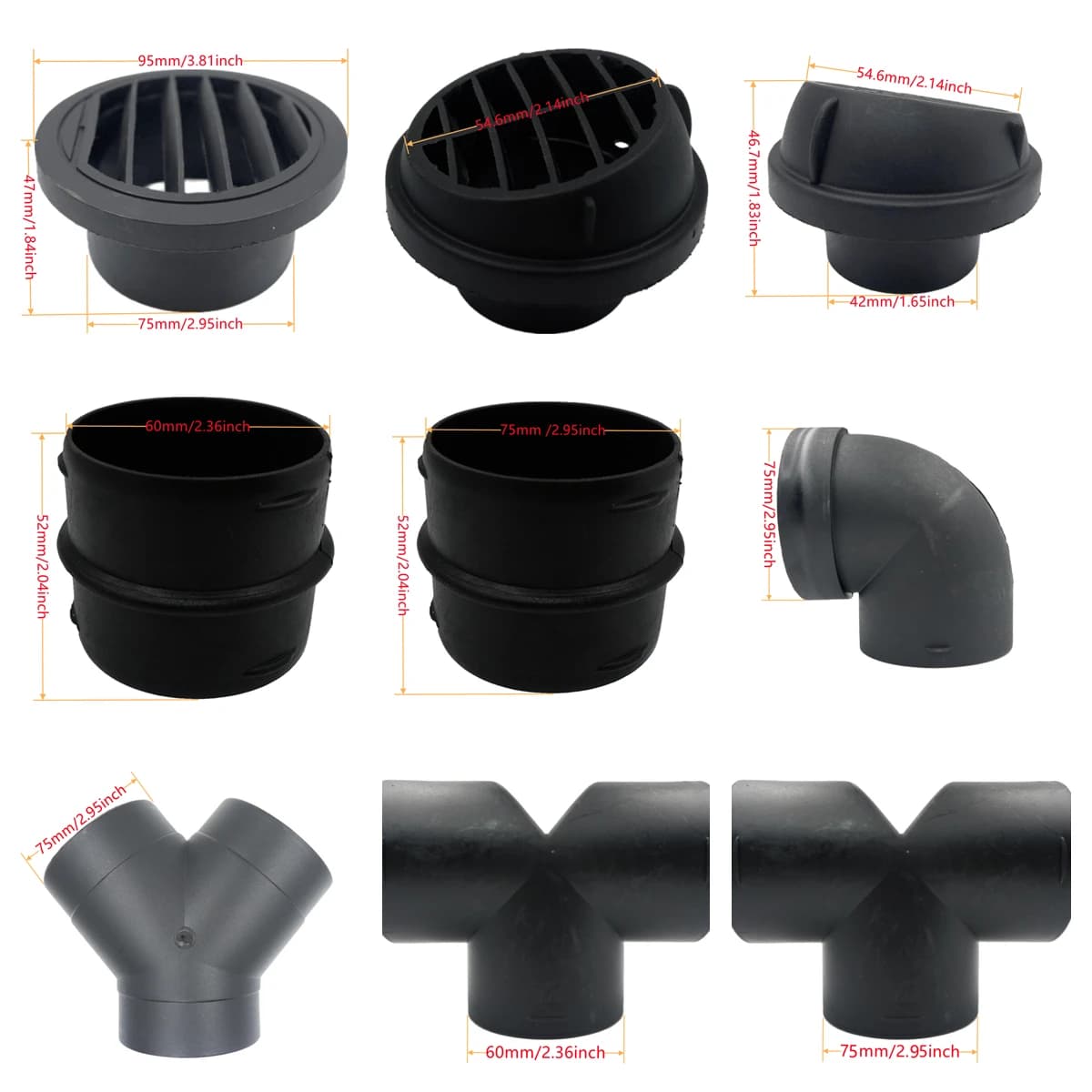 Conduit de ventilation Y T L, pièce plate, tuyau coudé, connecteur de jonction d'échappement pour chauffage de stationnement Diesel Webasto Eberspaecher