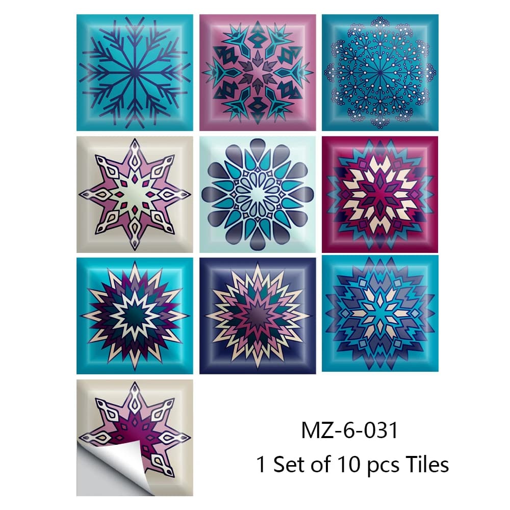 Autocollants de carreaux de surface de style mandala, couvertures de transferts pour cuisine, sol chaud, papier peint d'art en PVC résistant à l'usure, 256, 10 pièces