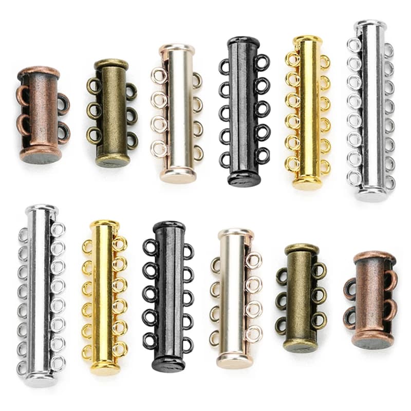 SAUVOO 5 pièces rangées fermoirs magnétiques solides Tubes coulissants serrure pour Bracelet en couches colliers boucle crochet résultats de fabrication de bijoux