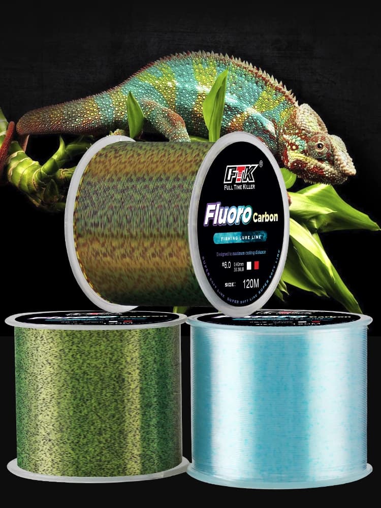 FTK 120m ligne de pêche Invisible mouillée revêtement fluorocarbone ligne de pêche 0.20mm-0.50mm 4.13LB-34.32LB ligne tachetée Super forte