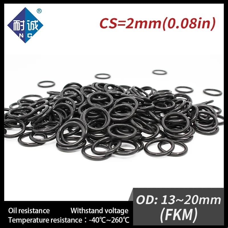 Lot de 5 joints toriques en caoutchouc noir FKM, épaisseur 2 mm, diamètre extérieur 13/14/15/16/17/18/19/20 mm, rondelles de carburant